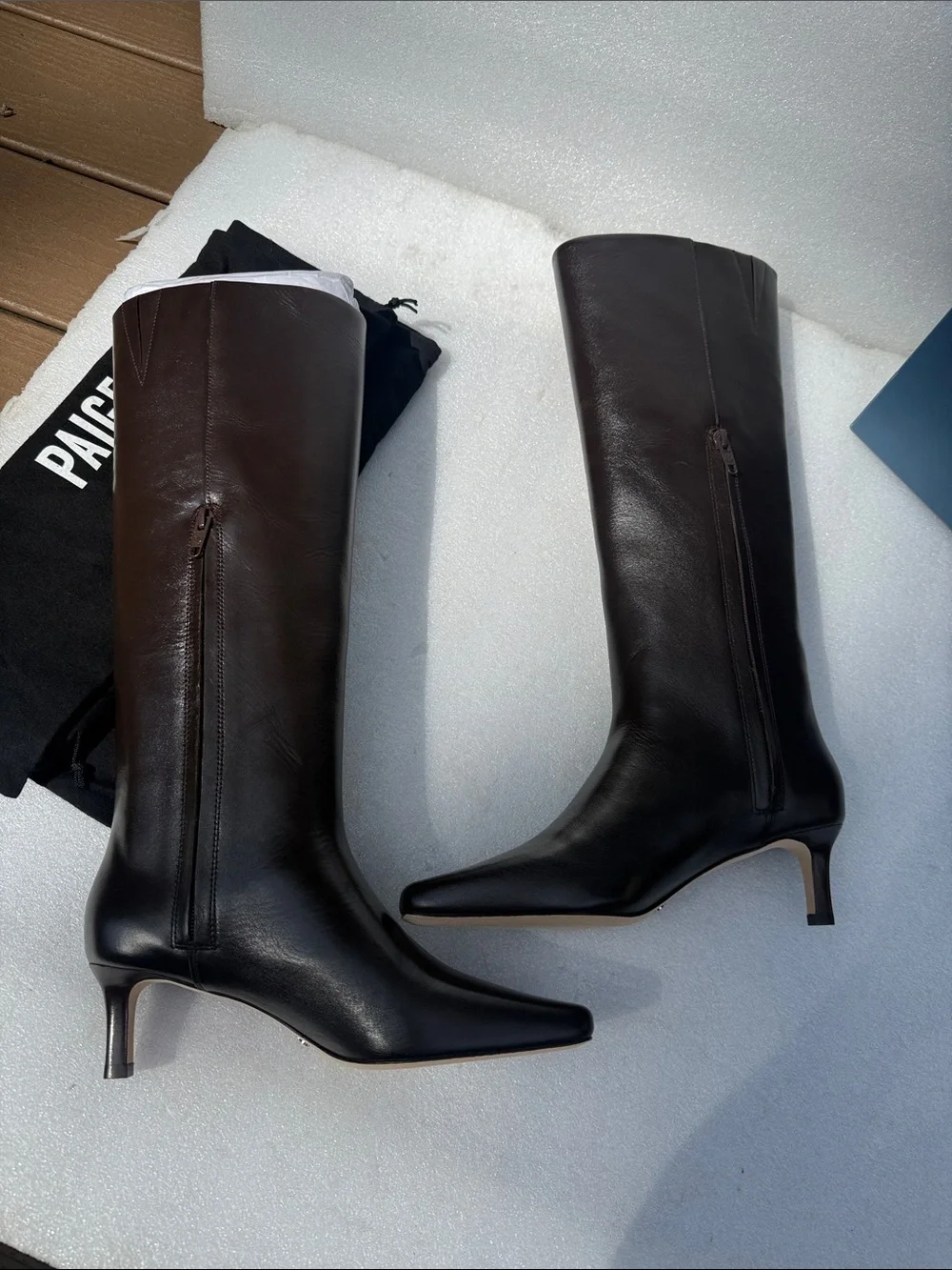 PAIGE Women's Ansley Tall Leather Boot, Chocolate size 7 New
